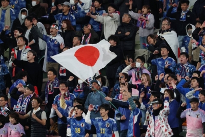 Japan fans during the women's team's Olympic qualifier against North Korea in Tokyo last month. 