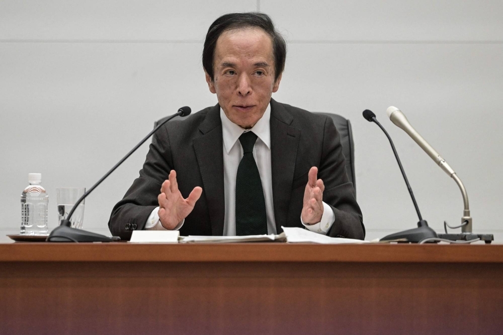 Bank of Japan Gov. Kazuo Ueda speaks during a news conference on Tuesday after the central bank ended its ultra-aggressive monetary stimulus program and scrapped the world's last negative interest rate.  


