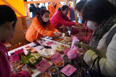 The Wajima Morning Market is held as a pop-up event in Kanazawa, Ishikawa Prefecture, on Saturday. 