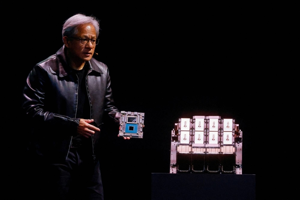 Nvidia Corp Chief Executive Jensen Huang speaks at the COMPUTEX forum in Taipei on May 29, 2023.