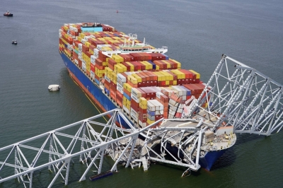 The Dali cargo vessel that crashed into the Francis Scott Key Bridge, causing it to collapse in Baltimore, Maryland, on Tuesday