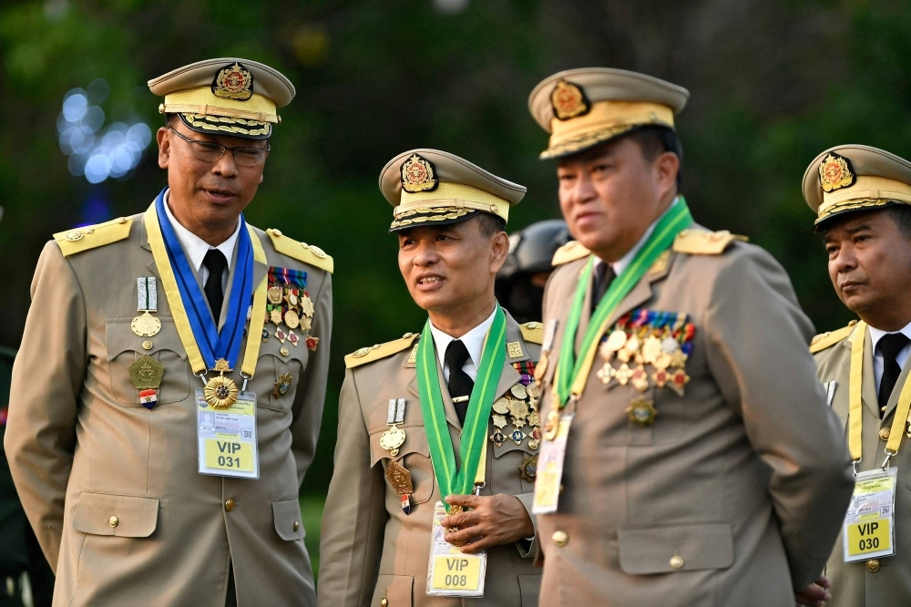 Myanmar's military high ranking officials attend a ceremony to mark the country's 78th Armed Forces Day in Naypyidaw on Wednesday.