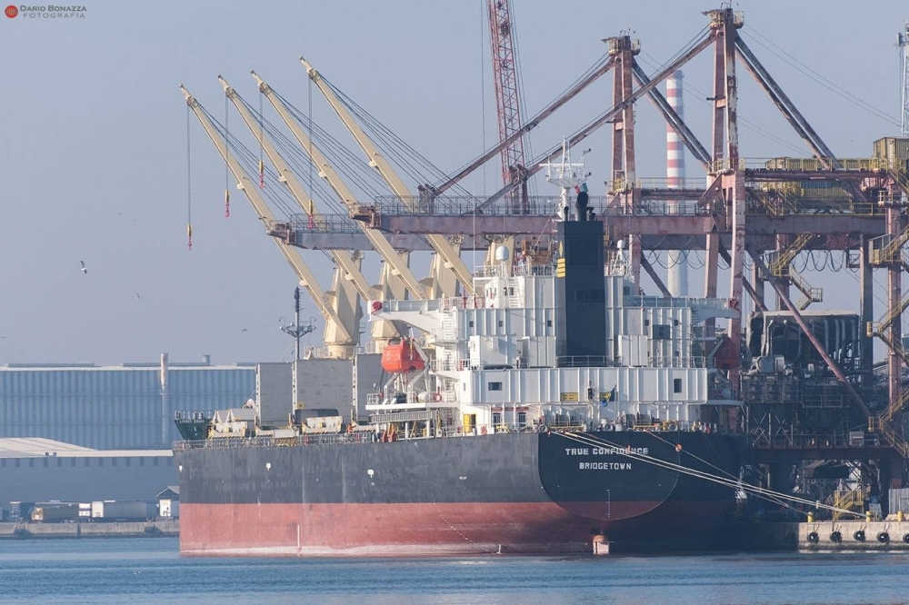 The Barbados-flagged bulk carrier vessel True Confidence in Ravenna, Italy, in 2022
