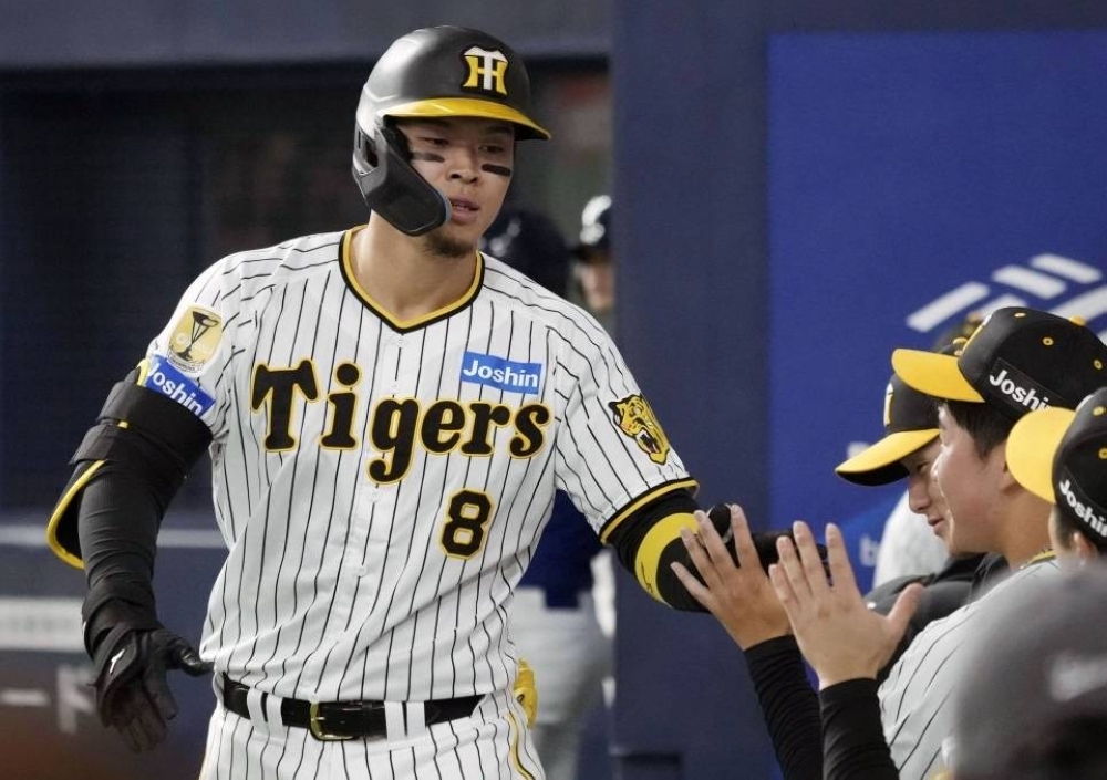 The Tigers' Teruaki Sato has hit at least 20 home runs in three straight seasons.