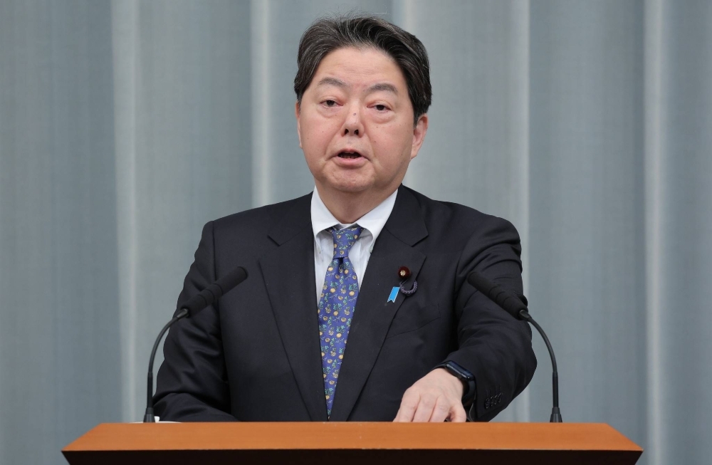 Chief Cabinet Secretary Yoshimasa Hayashi. Following a strong quake in the Tohoku region Tuesday, the government set up an information office for crisis management at the Prime Minister's Office.