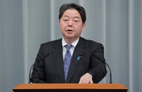 Chief Cabinet Secretary Yoshimasa Hayashi. Following a strong quake in the Tohoku region Tuesday, the government set up an information office for crisis management at the Prime Minister's Office. | Jiji