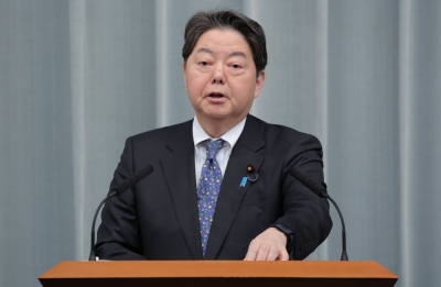 Chief Cabinet Secretary Yoshimasa Hayashi. Following a strong quake in the Tohoku region Tuesday, the government set up an information office for crisis management at the Prime Minister's Office.