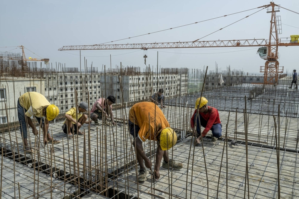 Construction on a facility to house Foxconn workers in the town of Sriperumbudur, in the Indian state of Tamil Nadu, on Jan. 3