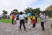 Children are evacuated from a preschool in Naha, Okinawa Prefecture, following tsunami warnings after a powerful earthquake struck off Taiwan on Wednesday morning. | JIJI