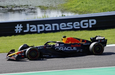 Red Bull's Max Verstappen in action during the 2023 Japanese Grand Prix in Suzuka, Mie Prefecture, on Sept. 24.