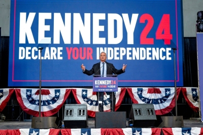 U.S. independent presidential candidate Robert F. Kennedy Jr. speaks during a campaign event in Oakland, California, on March 26.