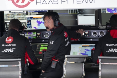 Haas team principal Ayao Komatsu during a practice session ahead of the Japanese Grand Prix. Komatsu is the first Japanese to hold the top position at a non-Japanese F1 team.
