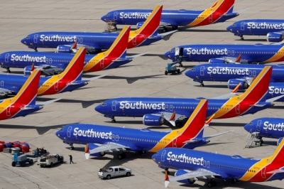 Southwest Airlines Boeing 737 MAX 8 aircraft in Victorville, California, in 2019