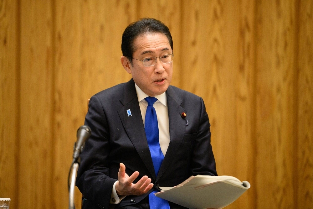 Prime Minister Fumio Kishida speaks during an interview at the Prime Minister's Office in Tokyo on Friday, ahead of his visit to the United States this week.