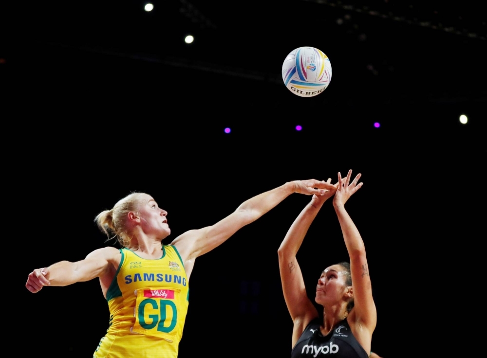 Players from Australia and New Zealand in the final of the Netball World Cup in Liverpool, England, in July 2019