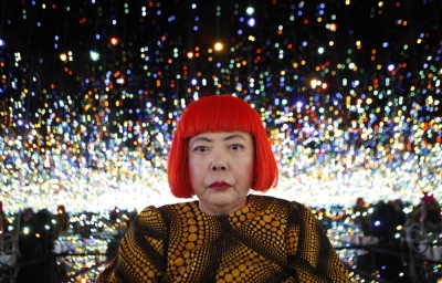 Yayoi Kusama during a media preview of her exhibition at the David Zwirner gallery in New York in November 2013.