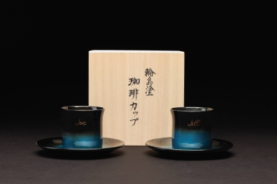 The pair of Wajima-nuri wooden coffee cups presented to U.S. President Joe Biden from Prime Minister Fumio Kishida
