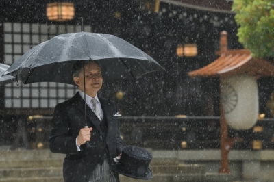 Emperor Naruhito at Meiji Shrine in Tokyo on Tuesday