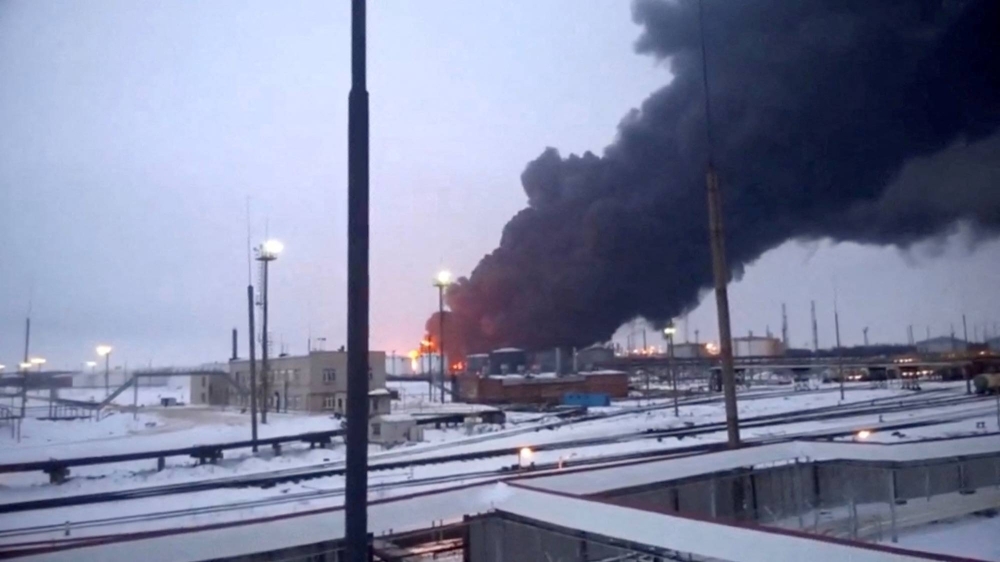 This video screen grab shows a refinery in Ryazan, Russia, that Ukraine attacked in a drone strike last month.