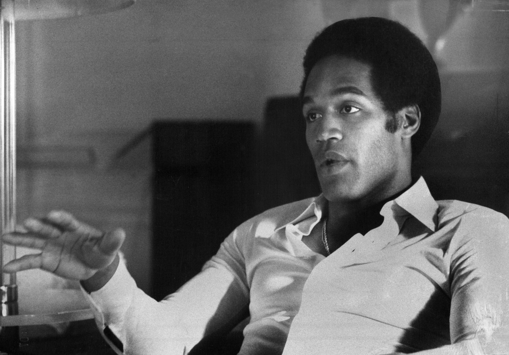 O.J. Simpson in 1976, one of his final years of NFL stardom. Simpson ran to fame on the football field, made fortunes as a Black all-American in movies, advertising and television.