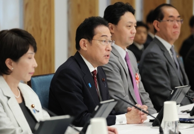 Prime Minister Fumio Kishida addresses a meeting on AI strategy held at the Prime Minister's Office in December. Japan is beginning to draw global attention for its potential as an AI market.