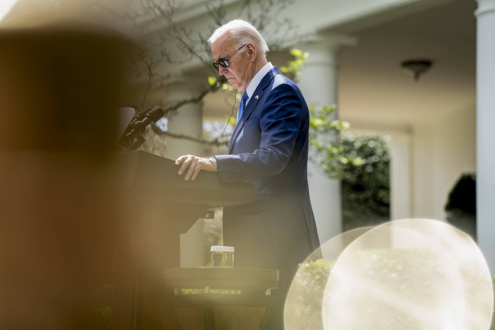 U.S. President Joe Biden during a joint news conference with Prime Minister Fumio Kishida (not pictured) in the Rose Garden at the White House in Washington on Wednesday.