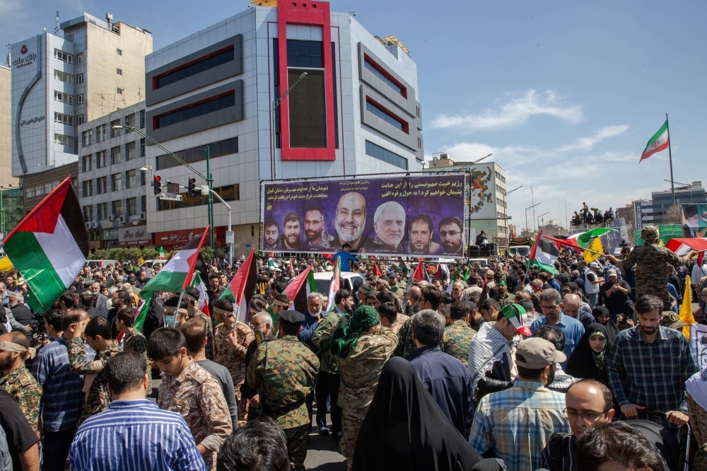 A funeral procession in Tehran for seven Iranian military commanders killed by an Israeli airstrike in Syria, on April 5. American intelligence analysts and officials said Friday that they expected Iran to strike multiple targets inside Israel within the next few days in retaliation for an Israeli bombing in the Syrian capital on April 1 that killed several senior Iranian commanders. 