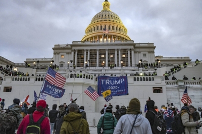 A mob of supporters of President Donald Trump outside the Capitol building in Washington, Jan. 6, 2021. Former President Donald Trump has recently taken to publicly celebrating the riot and those who took part in it, putting a revisionist history of the attack at the heart of his campaign.