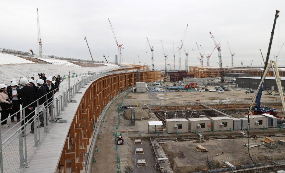 Construction at Yumeshima island, the venue for the Osaka Expo