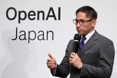 OpenAI Japan’s president Tadao Nagasaki speaks at a news conference about the opening of its first Asia office in Tokyo on Monday.