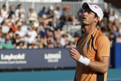 Andy Murray during a match against Tomas Machac on Day 7 of the Miami Open in Miami Gardens, Florida, on March 24