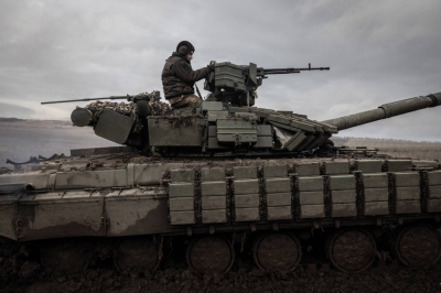 A member of Ukraine’s 17th Tank Brigade on patrol near the front line in the Donetsk region of southeastern Ukraine on Jan. 4. 