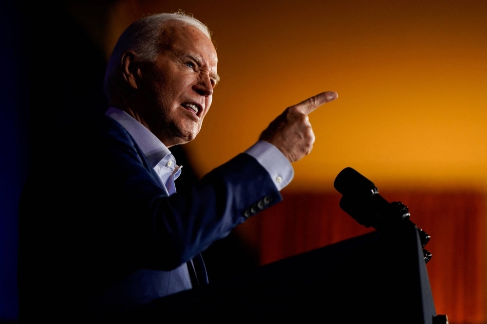 U.S. President Joe Biden speaks at a campaign event at the Scranton Cultural Center in Scranton, Pennsylvania, on Tuesday.