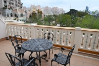 A terrace of one of the rooms of the Grand Chateau hotel building located in Tokyo DisneySea's new "Fantasy Springs" area in Urayasu, Chiba Prefecture | Jiji