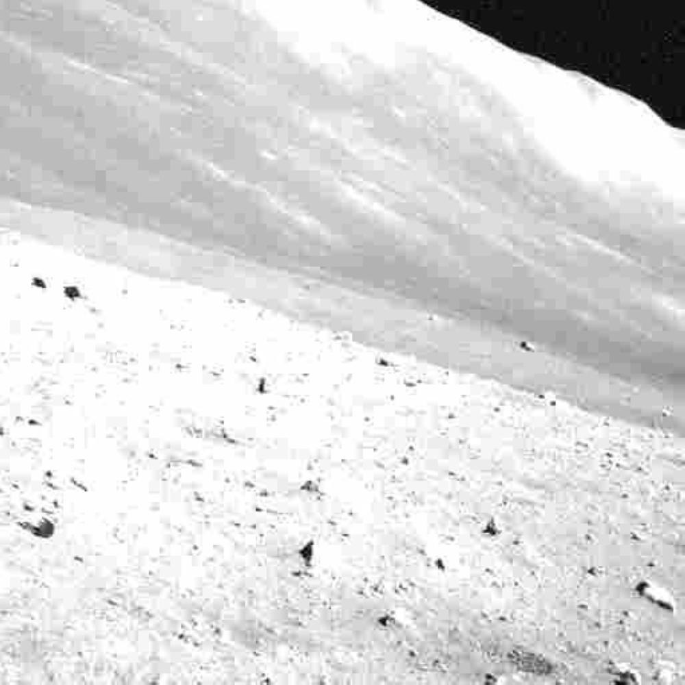 An image of the lunar surface taken Tuesday by Japan's moon lander, which has survived three lunar nights