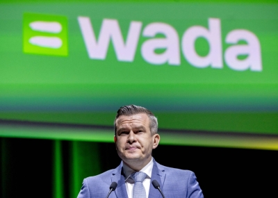 WADA President Witold Banka attends the World Anti-Doping Agency Symposium in Lausanne, Switzerland on March 12.