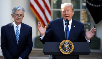 Then-U.S. President Donald Trump announces Jerome Powell as his nominee to become chairman of the U.S. Federal Reserve in the Rose Garden of the White House in Washington in November 2017.