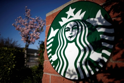 A Starbucks logo adorns a store in Los Angeles in 2015.