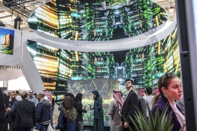 Attendees at the Leap technology conference in Riyadh, Saudi Arabia, on March 6, 202. The oil-rich country is plowing money into glitzy events, computing power and artificial intelligence research, putting it in the middle of an escalating U.S.-China struggle for technological influence.