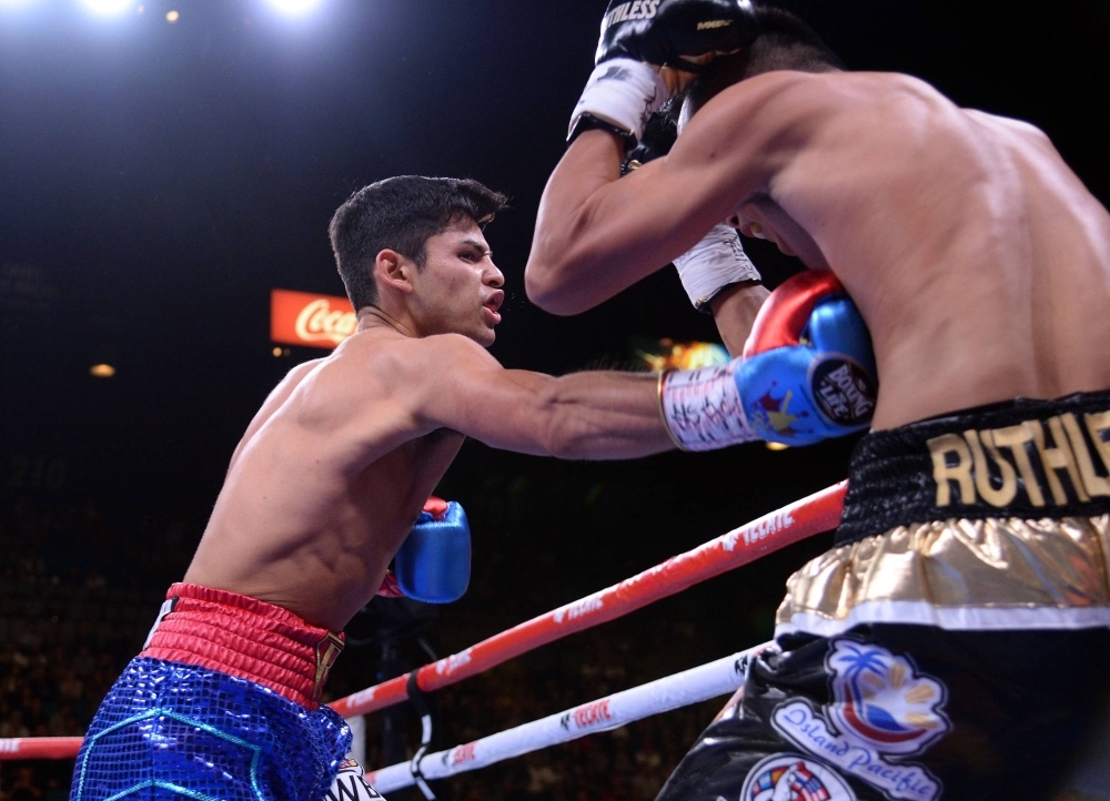 Ryan Garcia, seen fighting Romero Duno in Nov. 2019, has denied taking a performance-enhancing substance before his victory over Devin Haney in New York in March.