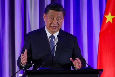 China's President Xi Jinping speaks at the Senior Chinese Leader Event held on the sidelines of the Asia-Pacific Economic Cooperation (APEC) summit in San Francisco on Nov. 15, 2023.