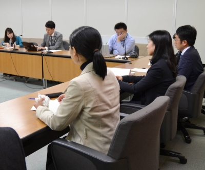 A news conference is held following a settlement being reached in a labor tribunal proceeding in Tokyo.