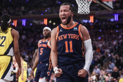 Jalen Brunson scored 24 points in the second half after missing the final 15 minutes of the first half with an injury in the Knicks' win over the Pacers in Game 2 of their playoff series on Wednesday.