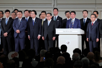The Liberal Democratic Party faction once led by former Prime Minister Shinzo Abe holds a fundrasing party in Tokyo in May 2023.