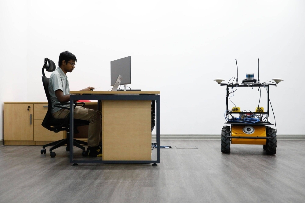 An SD Guthrie employee tests the Husky UGV Experimentation platform inside the company's laboratory at Sungai Linau estate, in Selangor, Malaysia, on June 6. An SD Guthrie employee tests the Husky UGV Experimentation platform inside the company's laboratory at Sungai Linau estate, in Selangor, Malaysia, on June 6.