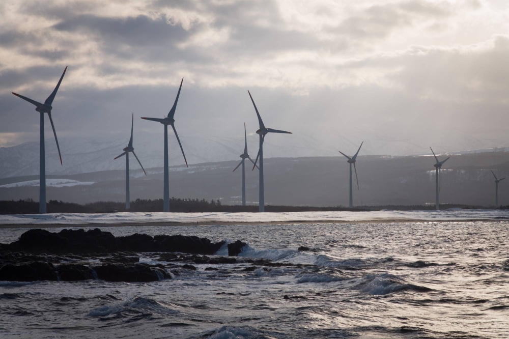 Wind turbines in Suttsu, Hokkaido Wind turbines in Suttsu, Hokkaido