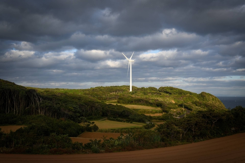 A wind turbine by the shore in Iki, Nagasaki Prefecture A wind turbine by the shore in Iki, Nagasaki Prefecture
