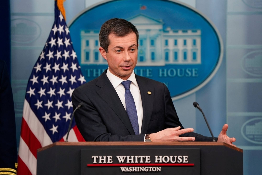 U.S. Secretary of Transportation Pete Buttigieg speaks during a press briefing at the White House in Washington on March 27. U.S. Secretary of Transportation Pete Buttigieg speaks during a press briefing at the White House in Washington on March 27.