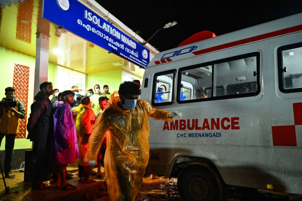 An ambulance at a primary health center in the Wayanad district of Kerala, India, on Tuesday. An ambulance at a primary health center in the Wayanad district of Kerala, India, on Tuesday.