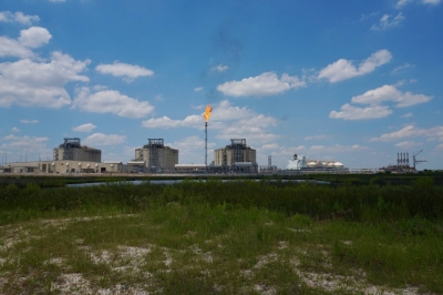 Flaring at the Cameron LNG export terminal in Hackberry, Louisiana. Flaring, a common sight at LNG plants, is a controlled burning of gas for reasons ranging from depressurizing equipment to disposing of gas that can’t be used. The practice is a "waste of money" and negatively impacts climate change and human health, says the International Energy Agency. Flaring at the Cameron LNG export terminal in Hackberry, Louisiana. Flaring, a common sight at LNG plants, is a controlled burning of gas for reasons ranging from depressurizing equipment to disposing of gas that can’t be used. The practice is a "waste of money" and negatively impacts climate change and human health, says the International Energy Agency.